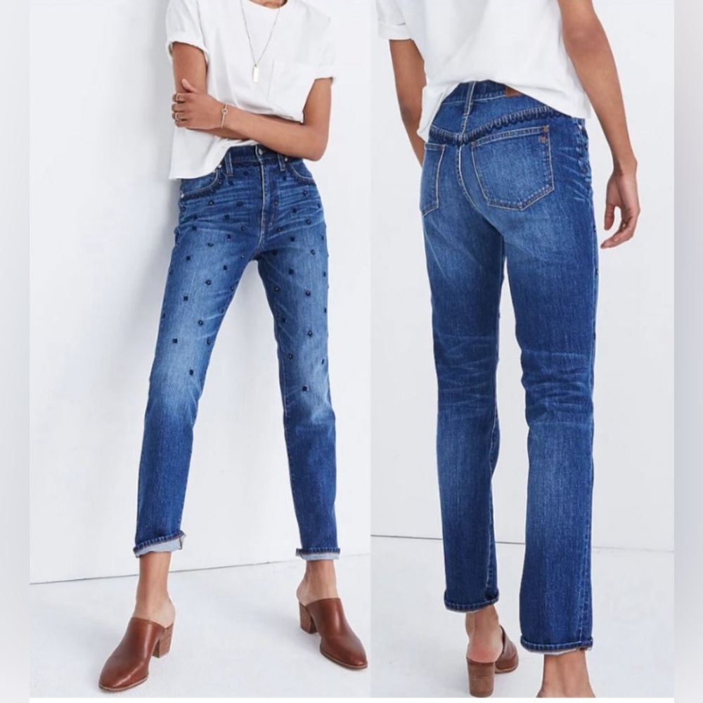 Madewell High Rise Slim Boyjean: Beaded Edition Size 25